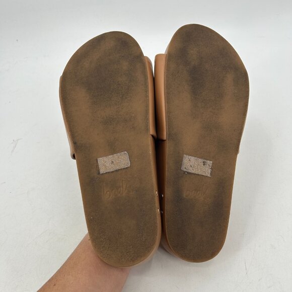 ANTHROPOLOGIE Beek Tan Brown Pelican Soft Leather Slide Platform Sandals Size 9 - Picture 8 of 8